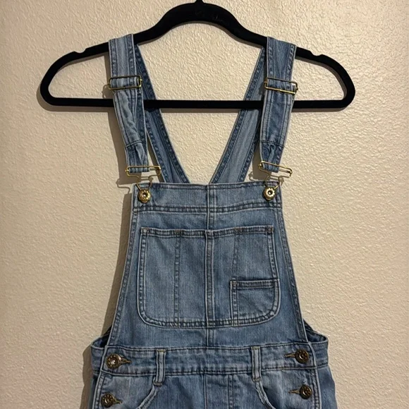 Free People Light Blue Distressed Denim Overalls - Picture 3 of 6